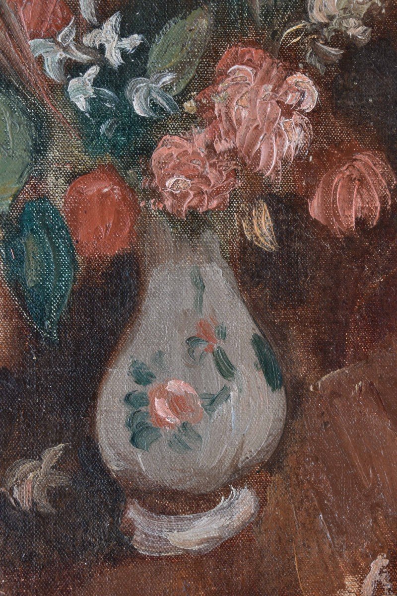 Amédée De La Patelliere "bouquet In Blue Vase" Oil On Canvas 35x24-photo-2